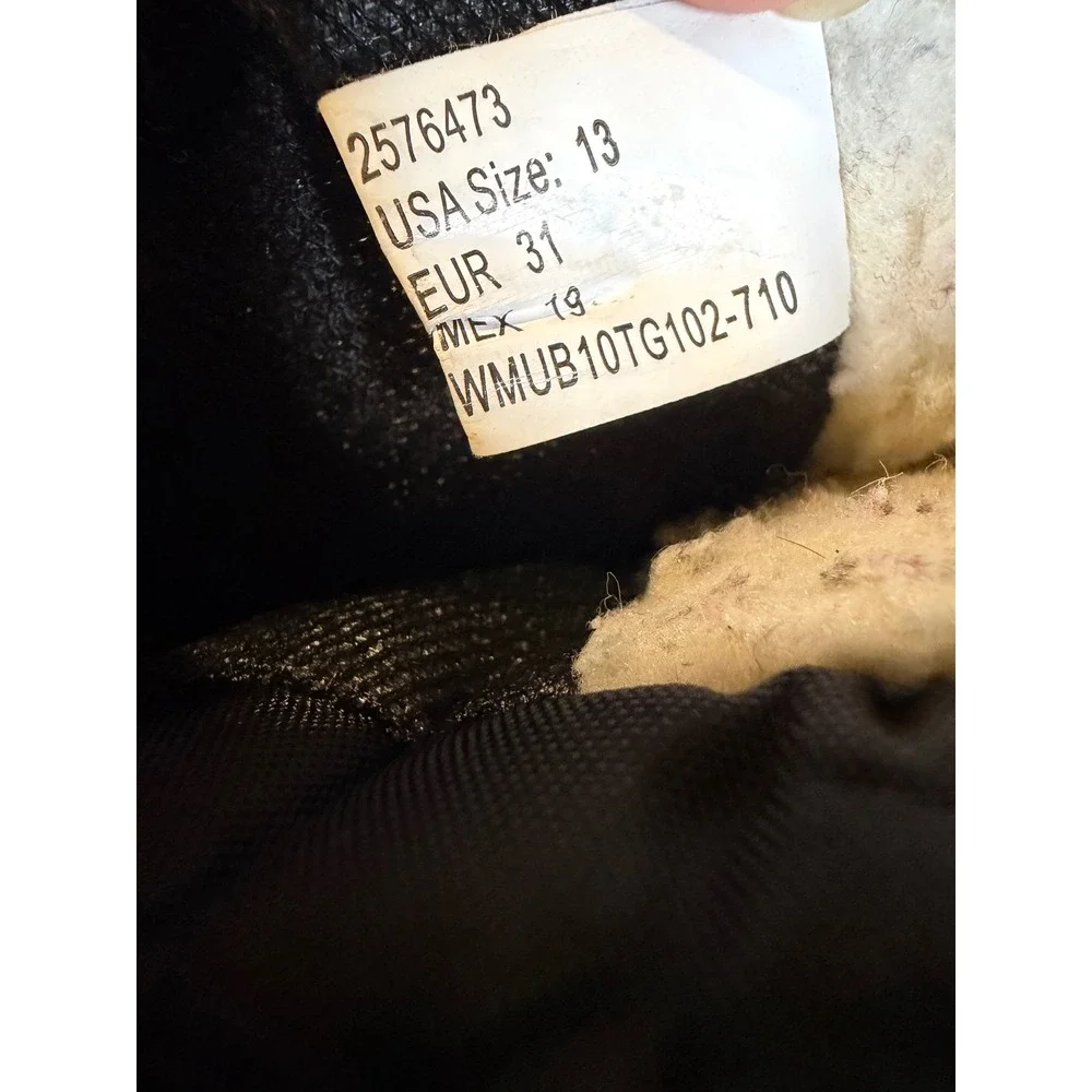 Kids Black Quilted Snow Boots Size 13 Faux Fur Trim Hook Loop Closure Outdoor